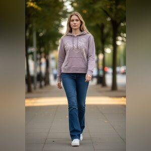 Mauve/Brown Hoodie with Embroidered Design